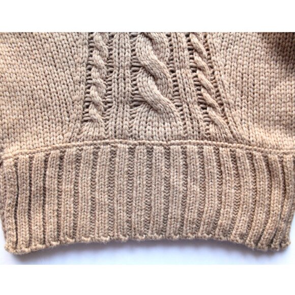 Smythe Turtleneck Blanket Sweater / Medium / Camel Oversized Chunky Knit Long - Picture 10 of 11